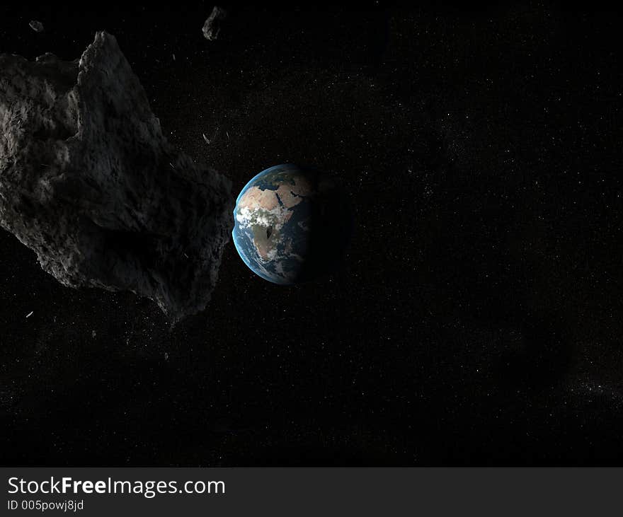 Asteroid infront of earth. Asteroid infront of earth