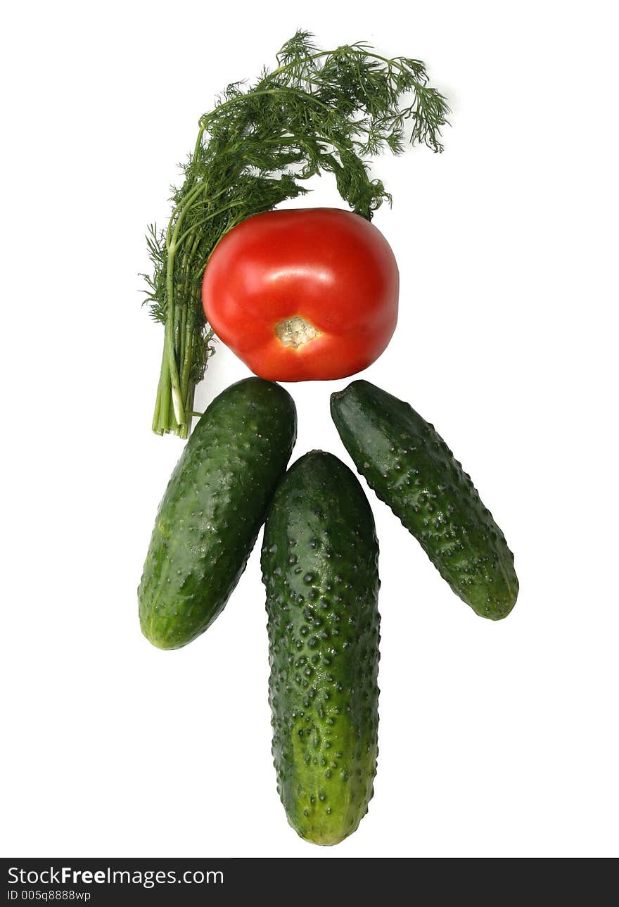 Face made out of different vegetables, isolated on white. Face made out of different vegetables, isolated on white