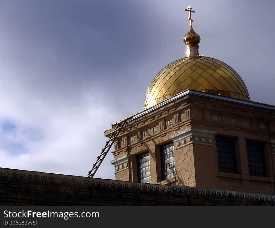 Golden dome on history church