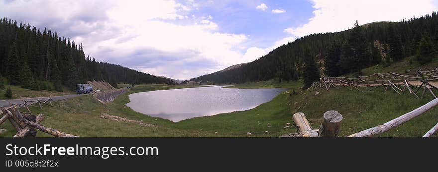 Panoramic of a lake in Rocky Mountain National Park, Colorado. Panoramic of a lake in Rocky Mountain National Park, Colorado