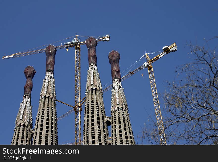 Towers over blue sky