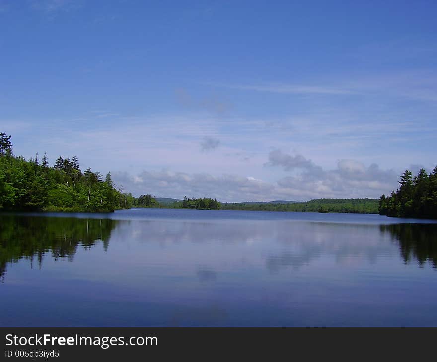 Pond View with clouds