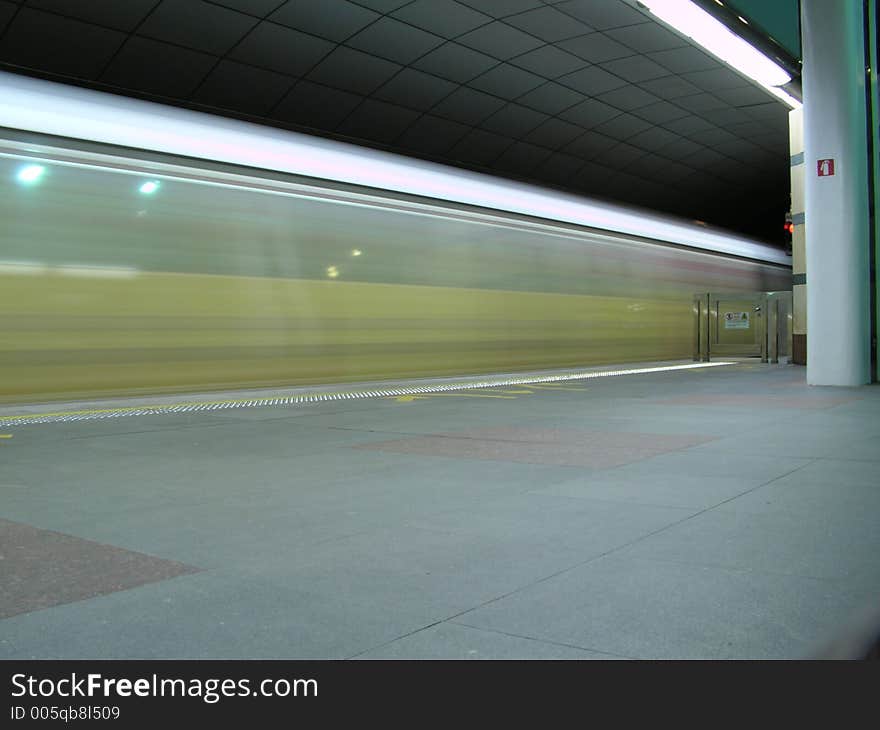 Train speeding past station