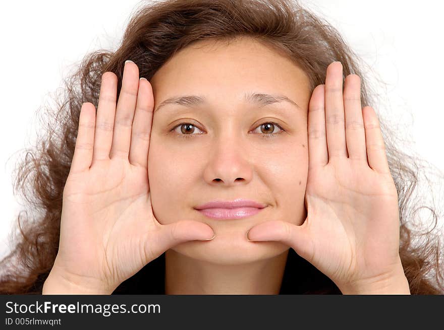 Woman showing her palms