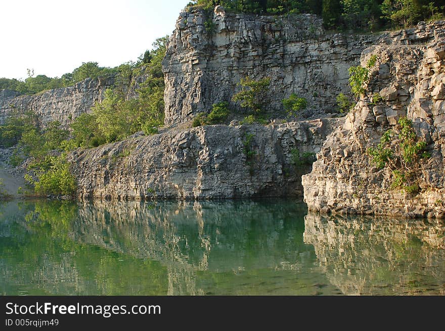 Water and cliff. Water and cliff