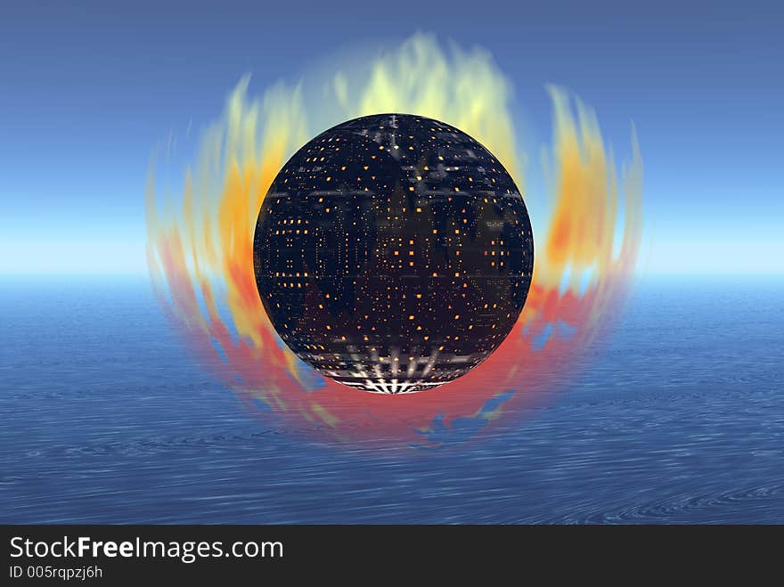 Flaming sphere. Flaming sphere