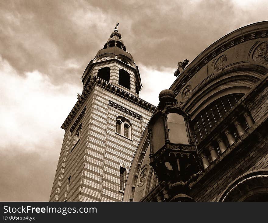 Orthodox church in medieval town. Orthodox church in medieval town