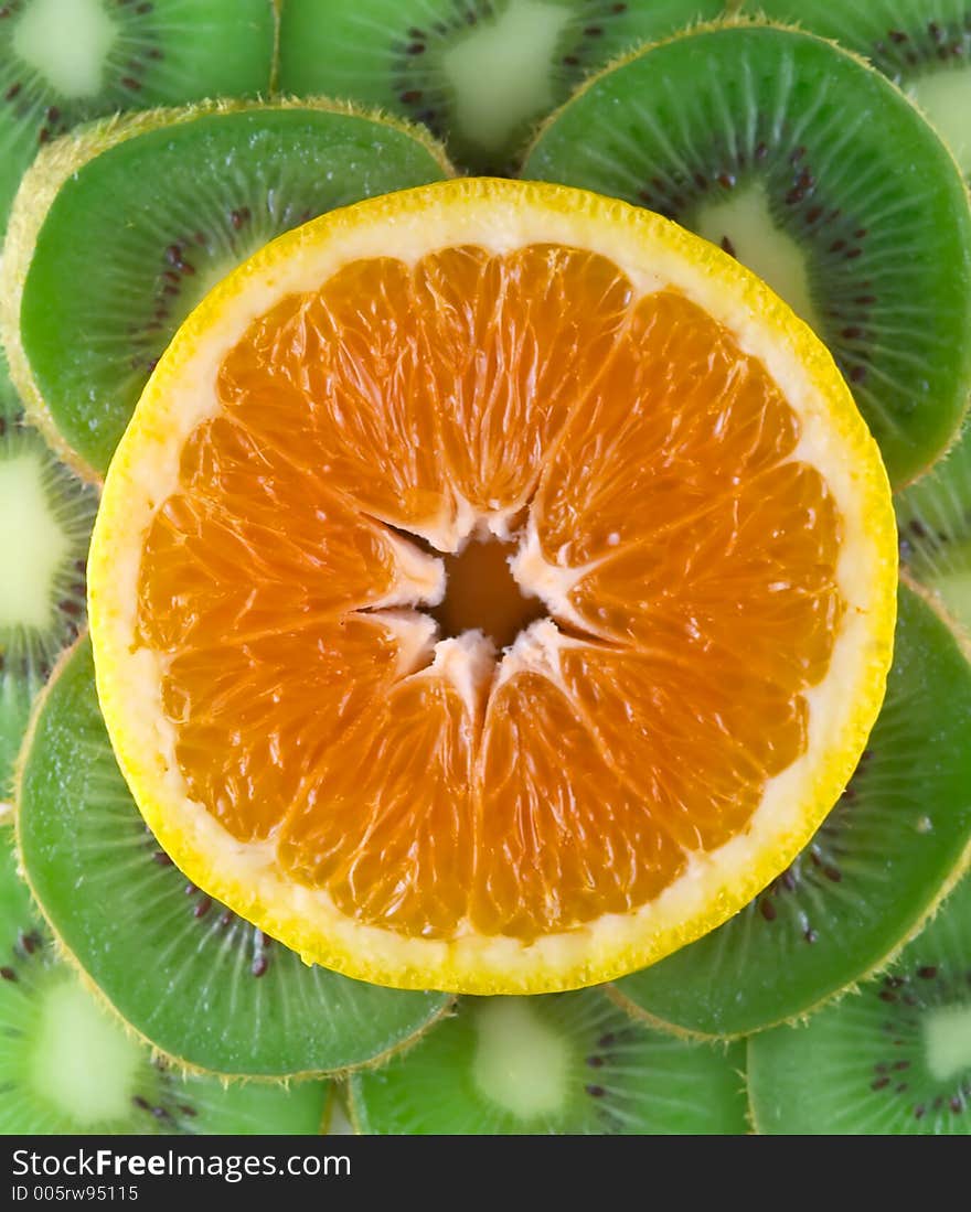 Kiwi and oranges background. Kiwi and oranges background