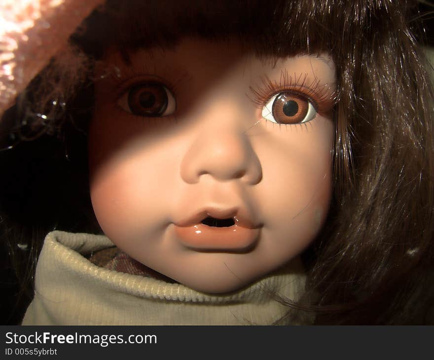 Closeup of a doll face