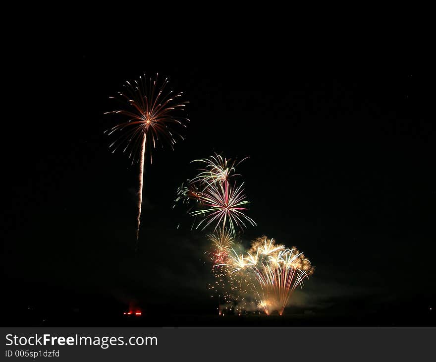 Pyrotechnic display celebrating American Independence Day (or Chinese New Year?). Pyrotechnic display celebrating American Independence Day (or Chinese New Year?)