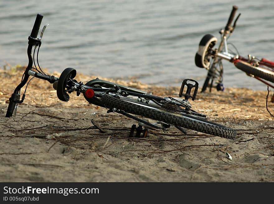 Bicycle left on a ground. Bicycle left on a ground