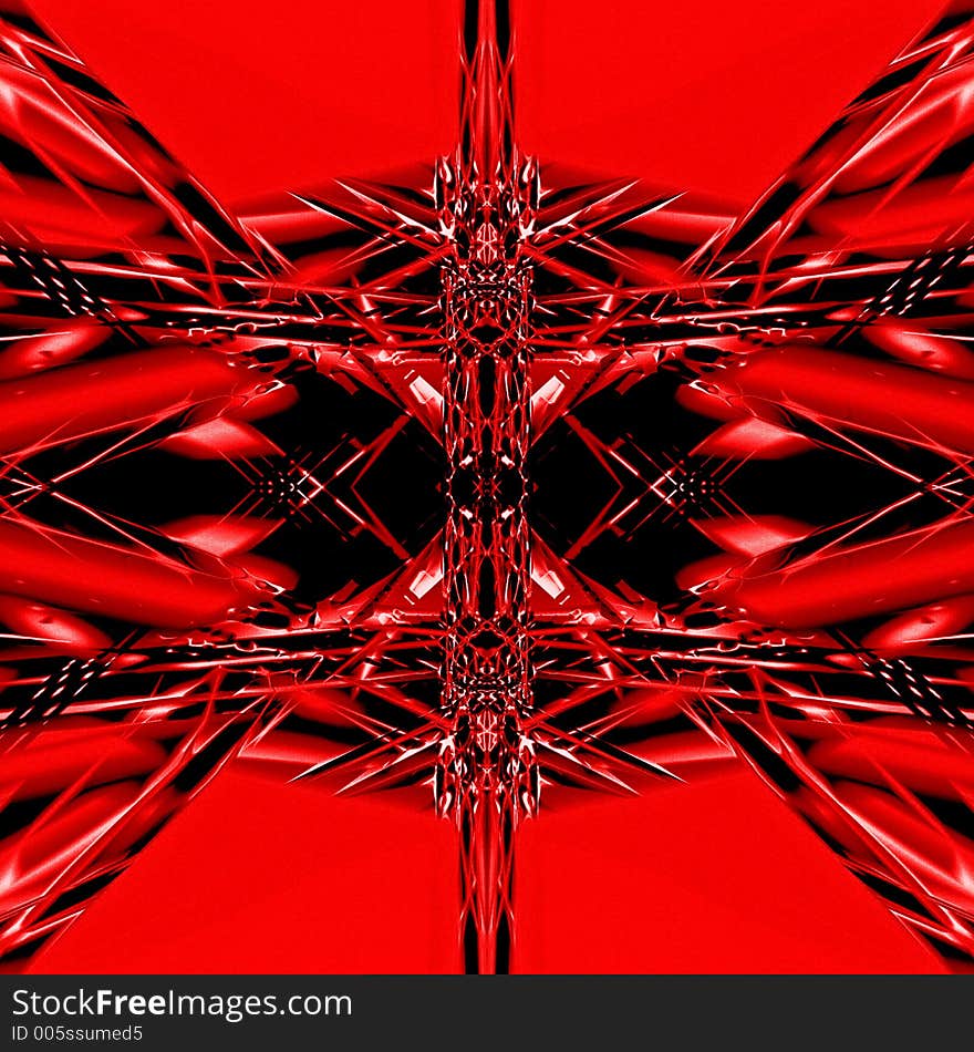 Abstract figure in red-black tones