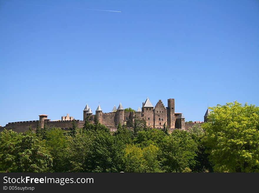 Carcassonne castle overview from the south