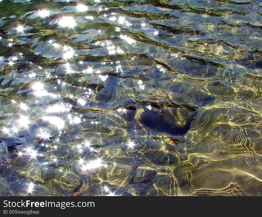 Sun reflections on a lake surface. Sun reflections on a lake surface.