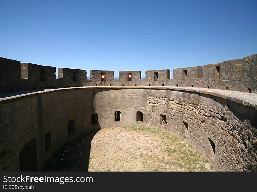 Stone fotified tower in a  castle