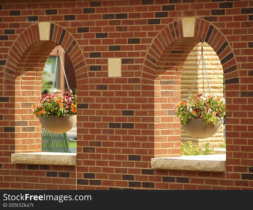 Planters hanging in garden windows