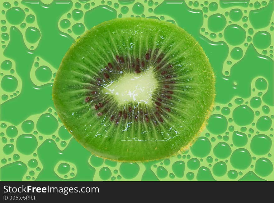 Kiwi with droplets background