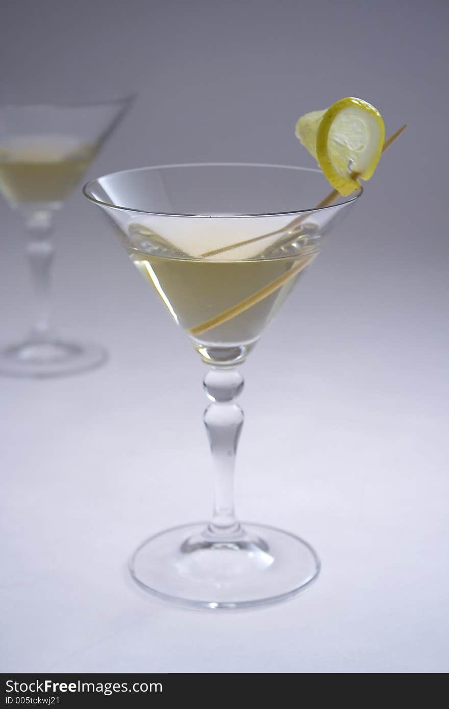 Martini glasses and lemon. Martini glasses and lemon