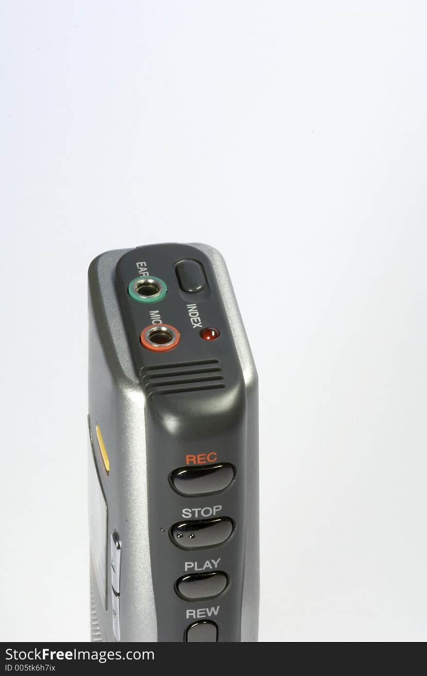 Digital dictaphone in detail - silver and black. Digital dictaphone in detail - silver and black