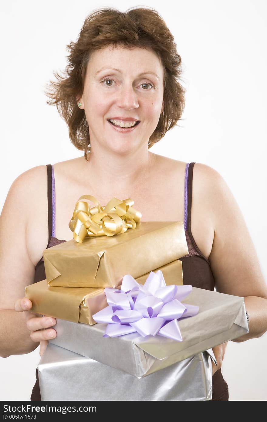 Lady giving presents