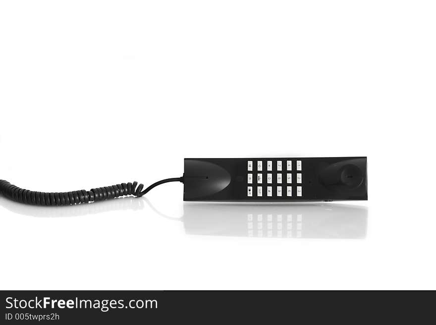 Handset phone with reflection in a white background