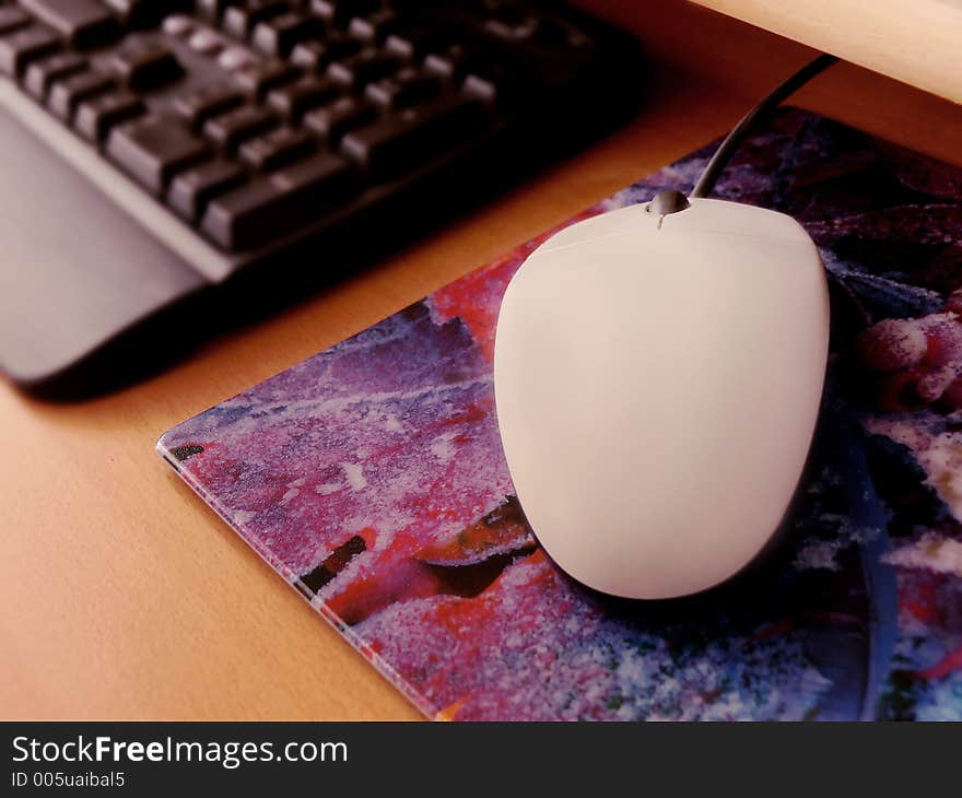 Part of workplace with keyboard and mouse. Part of workplace with keyboard and mouse