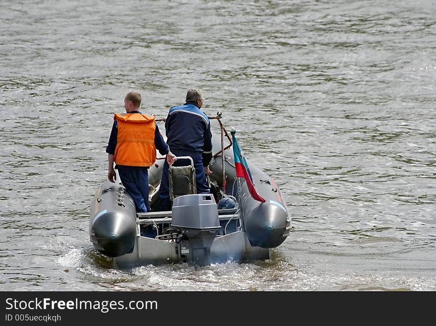 The life boat patrols coast. The life boat patrols coast