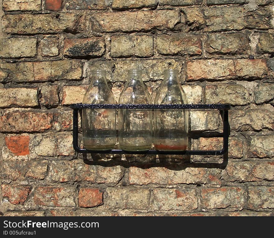 Empty milk bottles