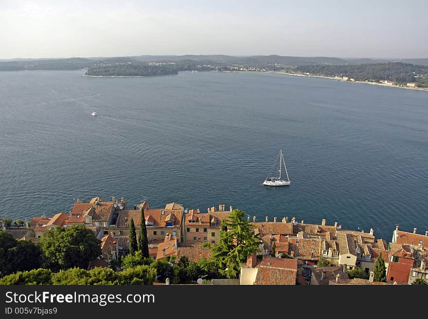 Sea and city view in Croatia