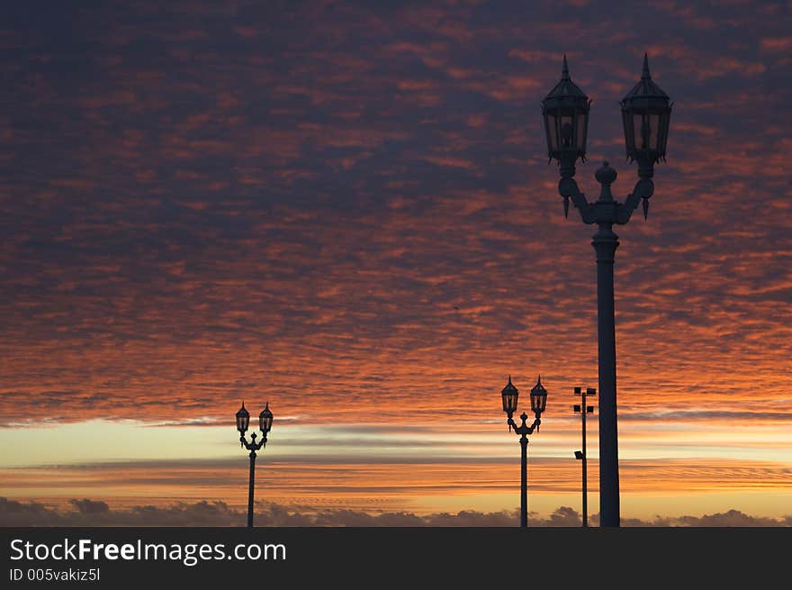 Streetlamp at sunrise