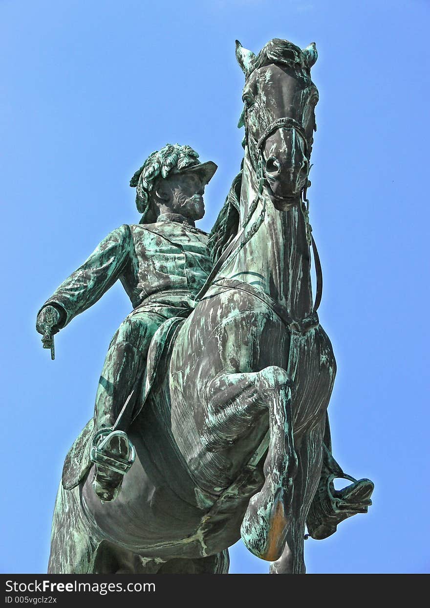 Bronze cavalier statue in Vienna. Bronze cavalier statue in Vienna