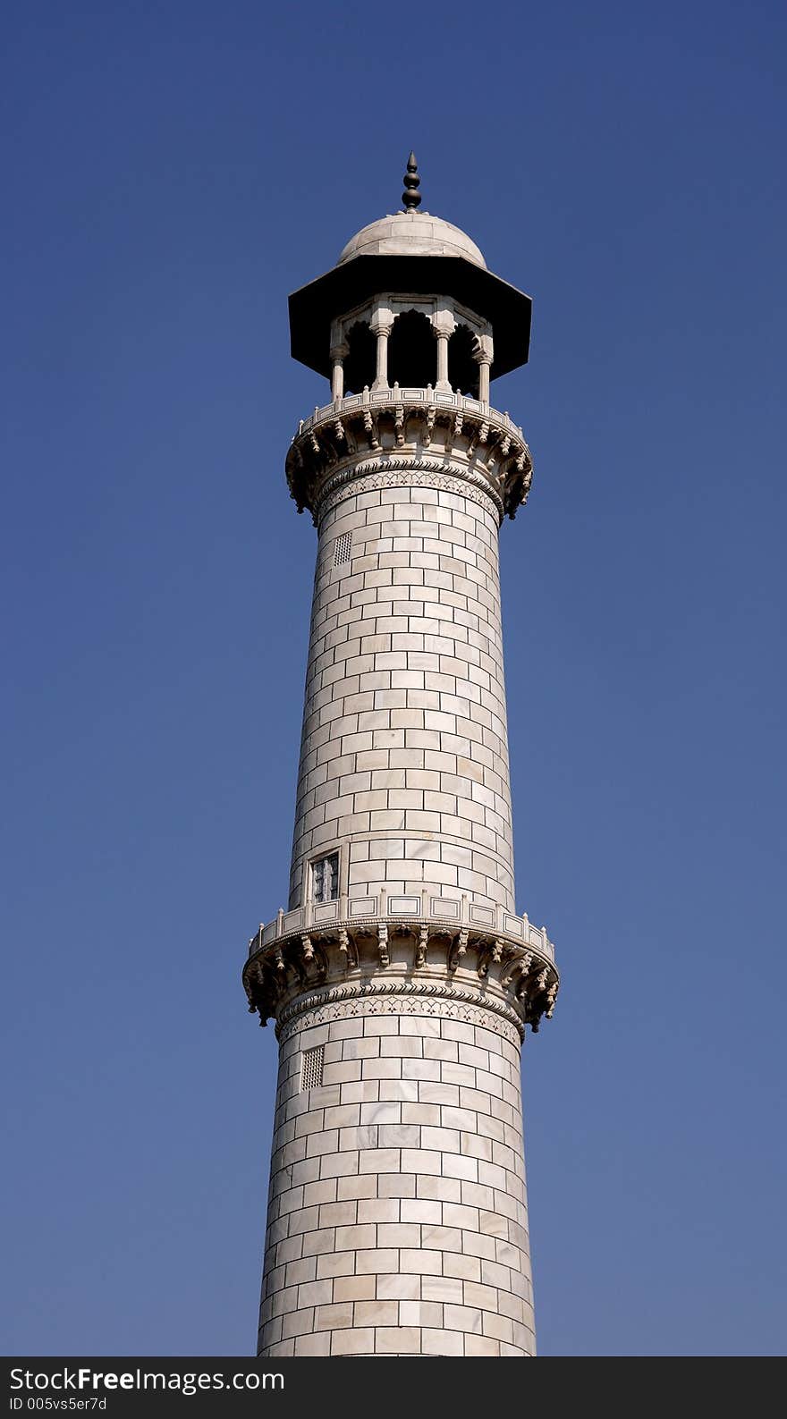 One of the towers at the famous Taj Mahal, India. One of the towers at the famous Taj Mahal, India