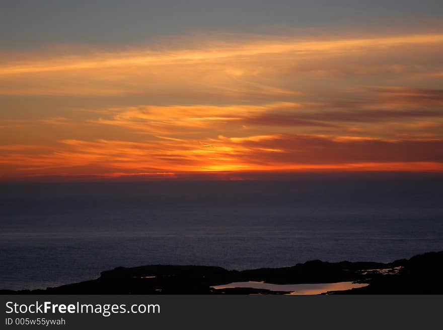 Winter sunrise at Levenwick in the Shetland Islands