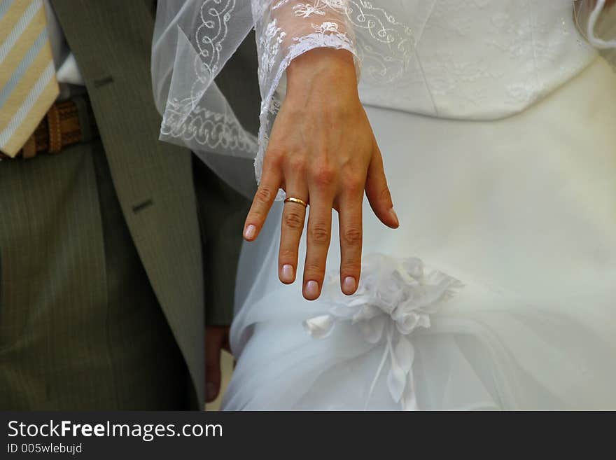 Female hand with a wedding ring