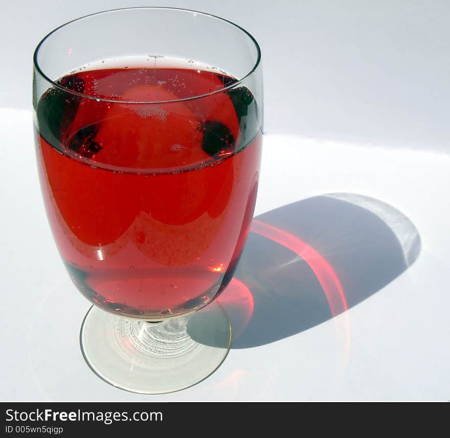 Wine glass of an aerated drink