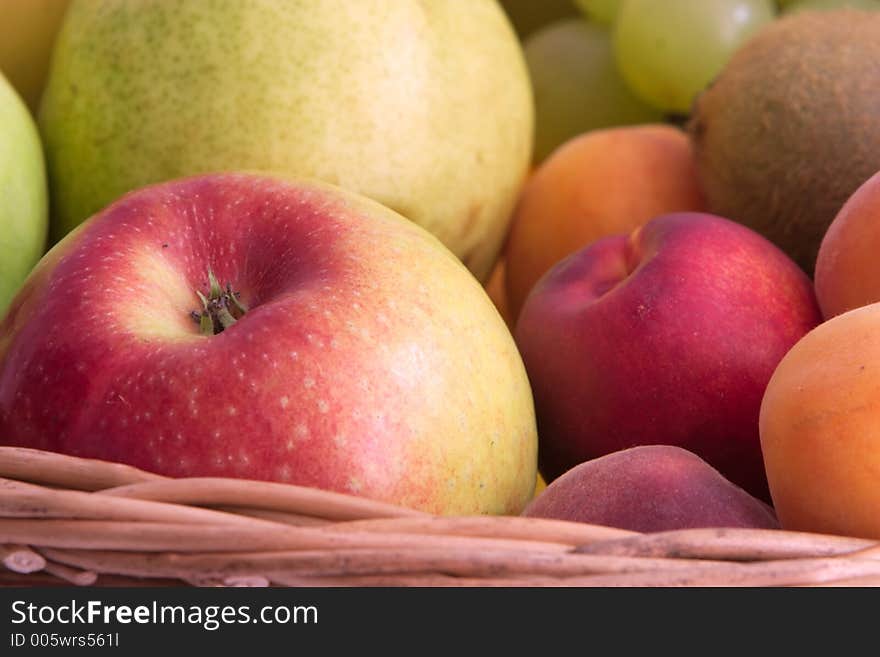 Red apple detail in fruit backet