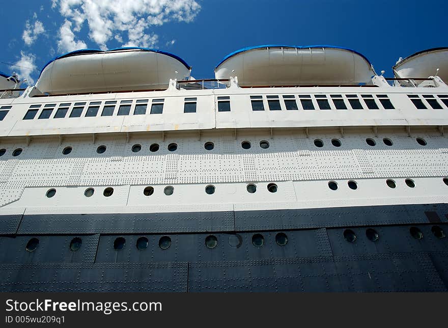 The side of a cruise ship