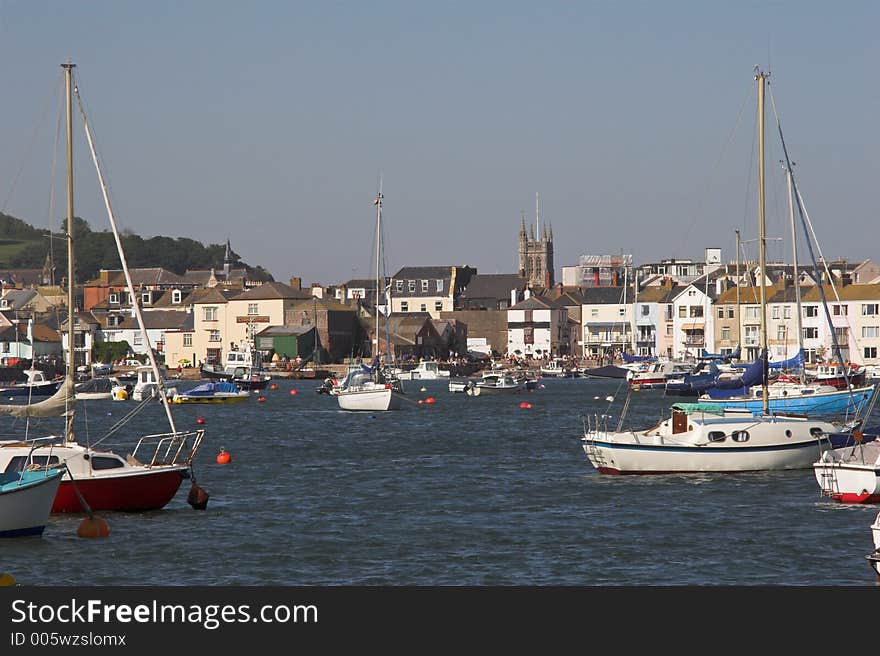 Village next to river estuary