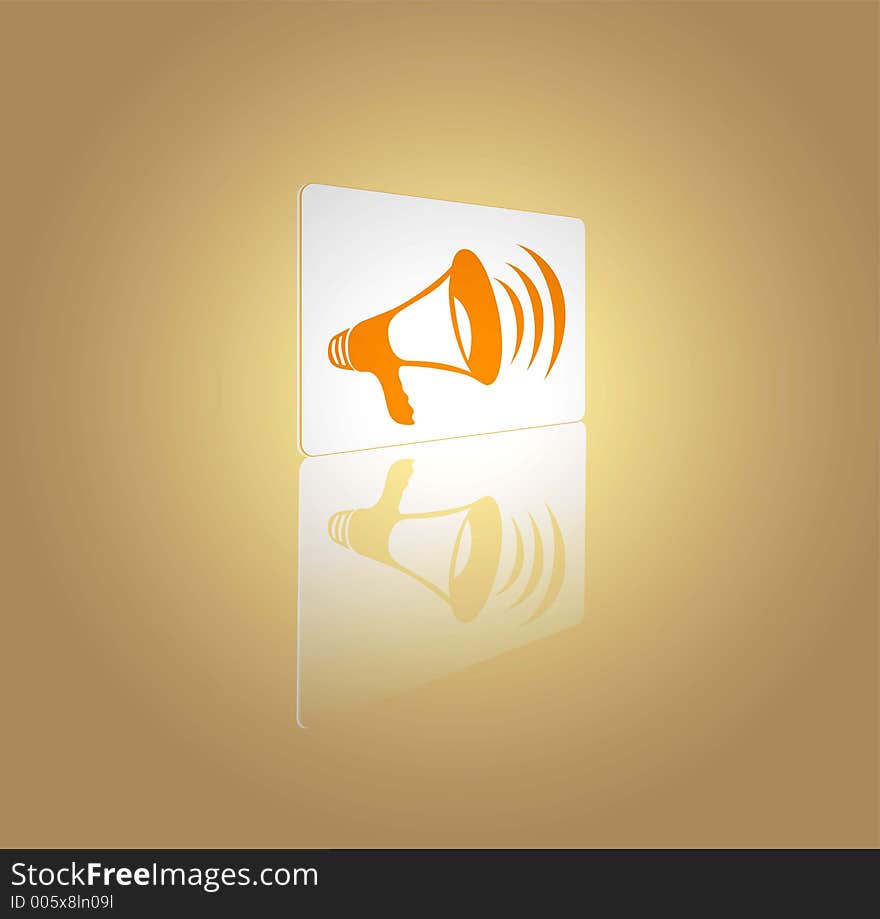 An illustration of a megaphone with its reflection