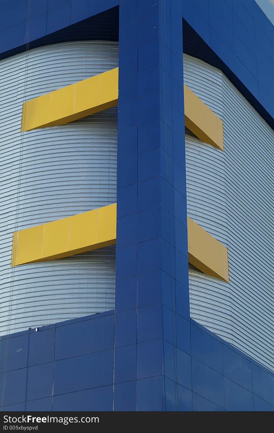 Detail of blue and yellow movie theatre, Century Plaza, in Bangkok, Thailand. Detail of blue and yellow movie theatre, Century Plaza, in Bangkok, Thailand