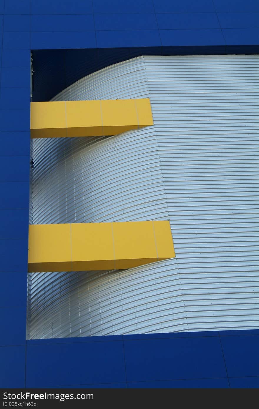 Detail of blue and yellow building