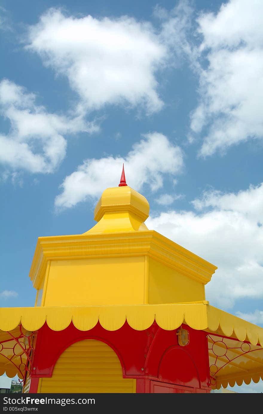 Colorful roof against the sky