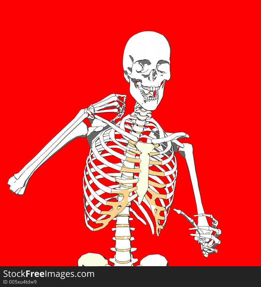 A skeleton in a pose. A skeleton in a pose.