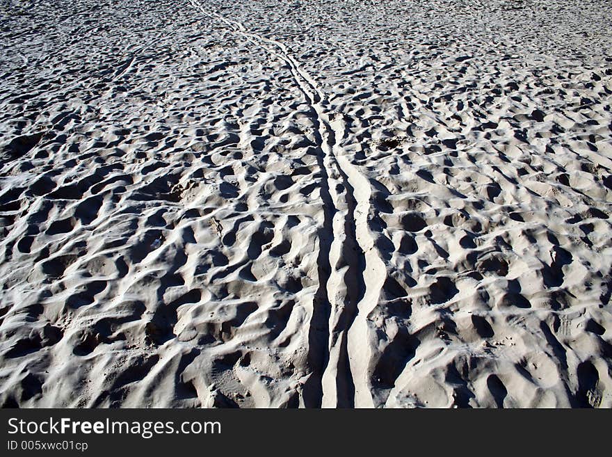 Footprints in the sand. Footprints in the sand