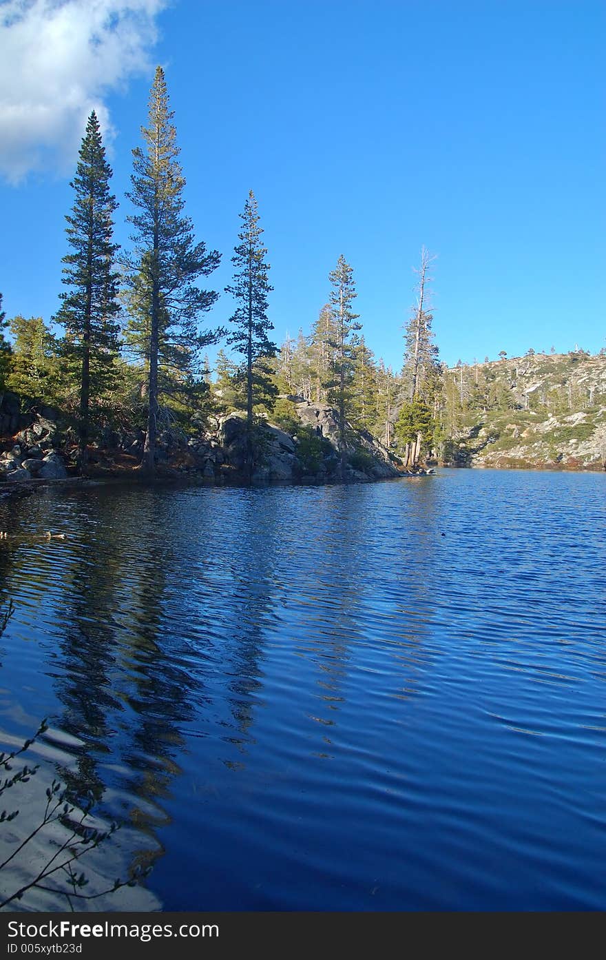 Mountain lake in springtime