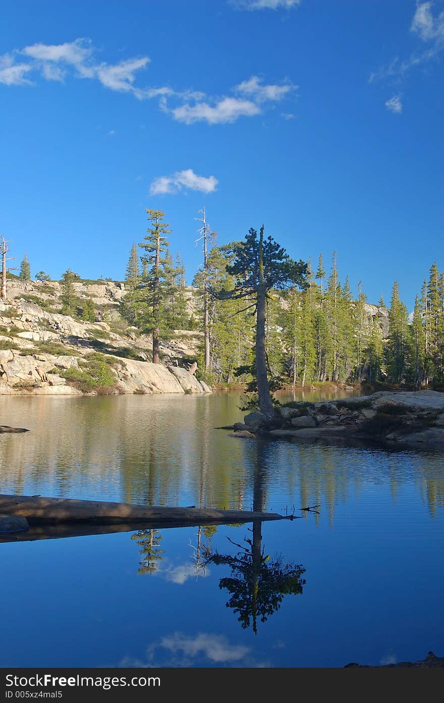 Mountain lake in springtime