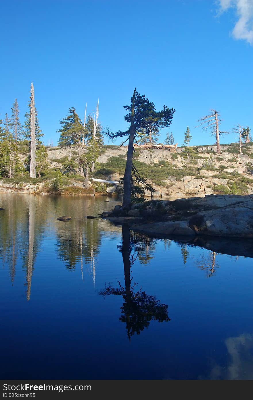 Mountain lake in springtime