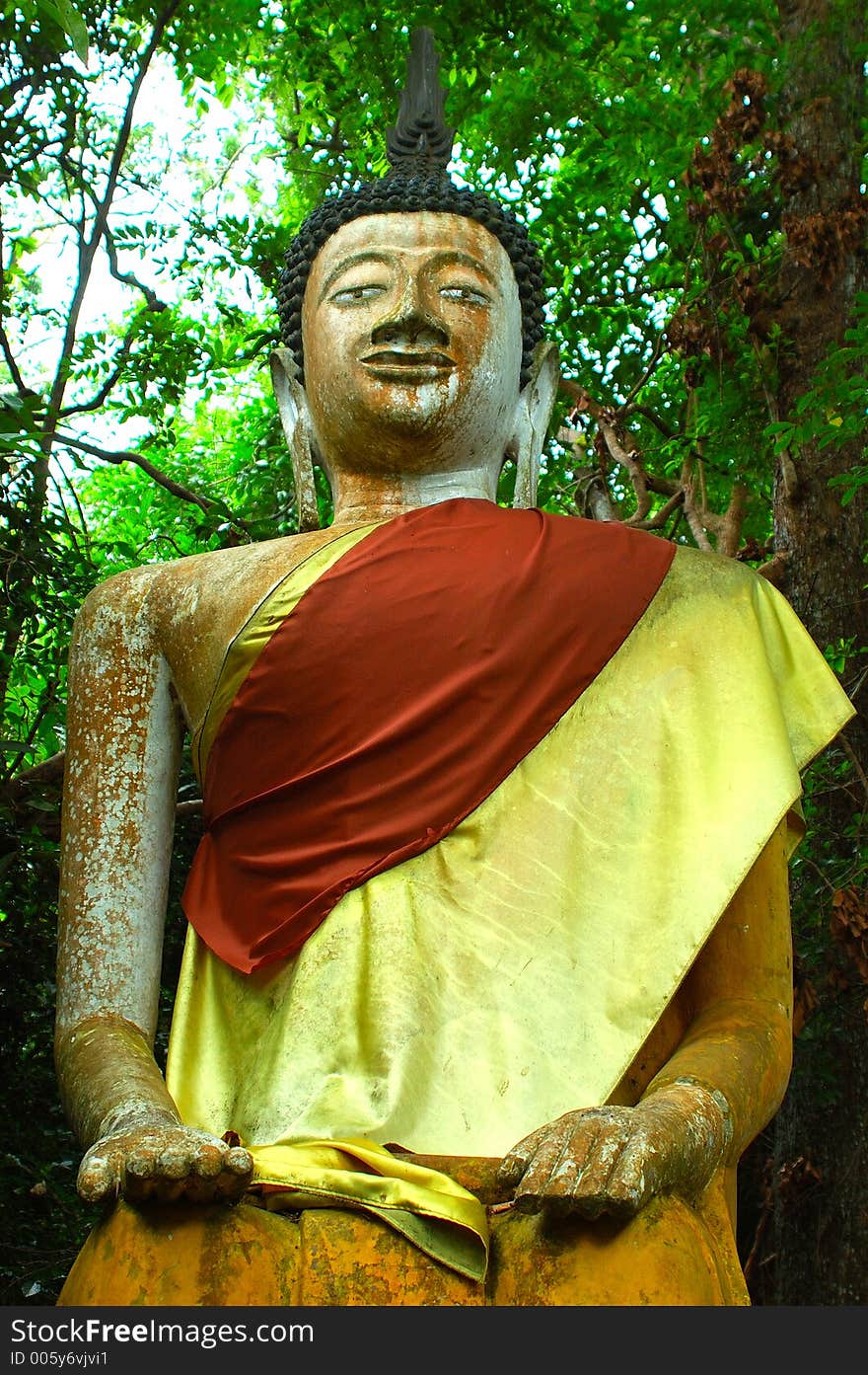 Sitting Buddha on Mountain in Thailand.