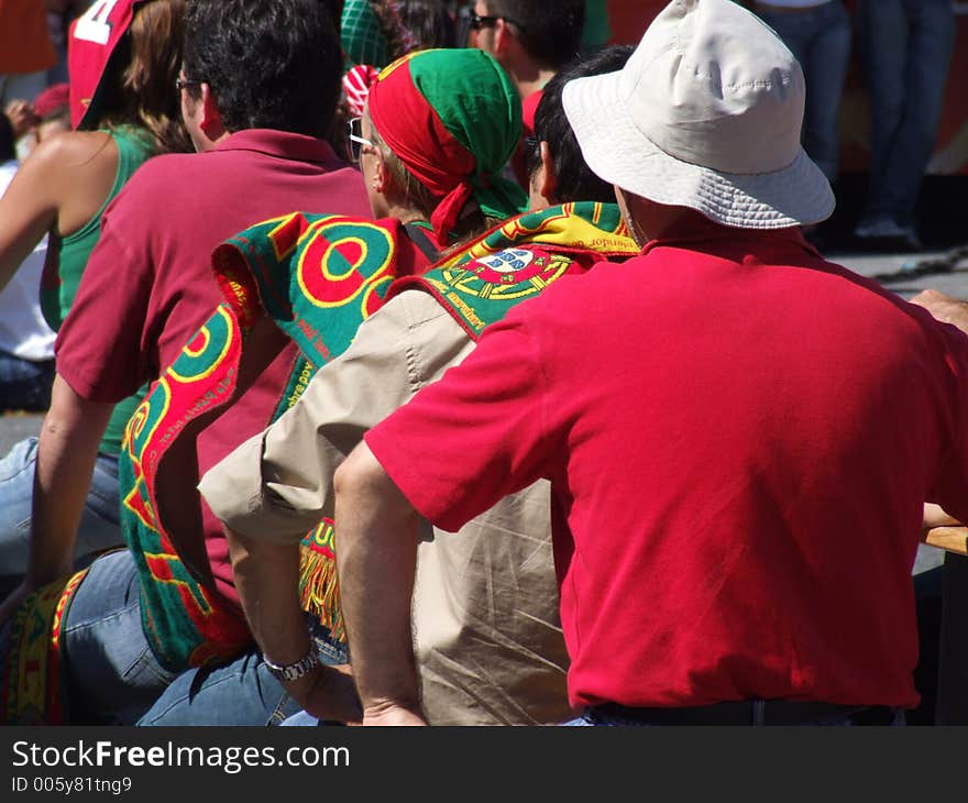 People watching portuguese team. People watching portuguese team