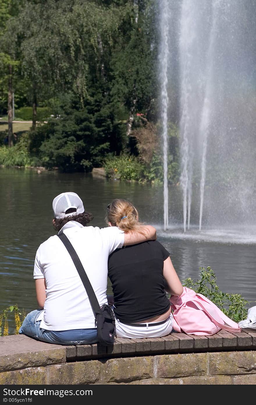 Couple relaxing in park. Wiesbaden, Germany. Couple relaxing in park. Wiesbaden, Germany